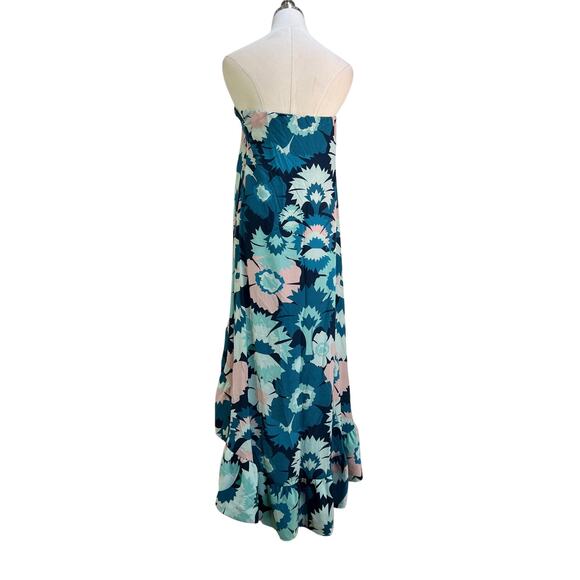 Adriana Degreas Silk Blue Floral Strapless Dress - Picture 8 of 8